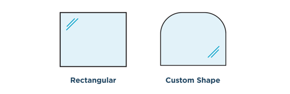 Glass Divider & Sneeze Guard Shape Options Rendering