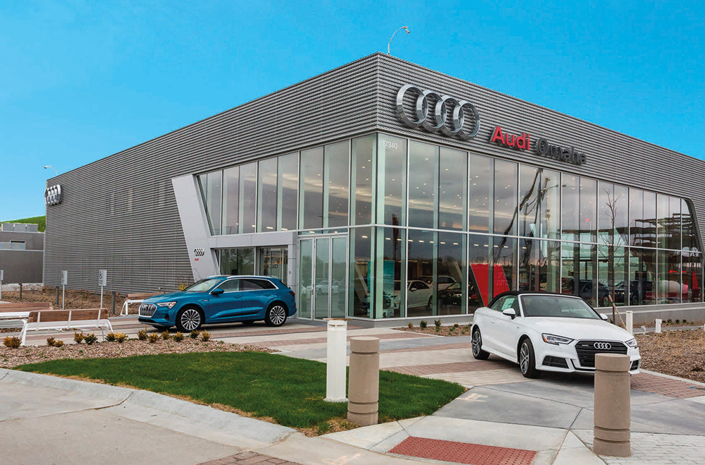 audi-omaha-storefront-with-blue-sky-and-cars-outside