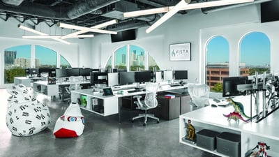 Glass windows in creative office