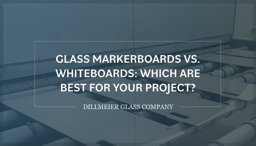 Glass on conveyer belt in factory with overlay of words - Glass Markerboards vs. Whiteboards- Which Are Best for Your Project?