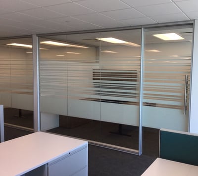 Glass Office wall with decorative glass