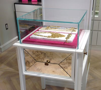 Retail Glass Fixture with jewelry inside