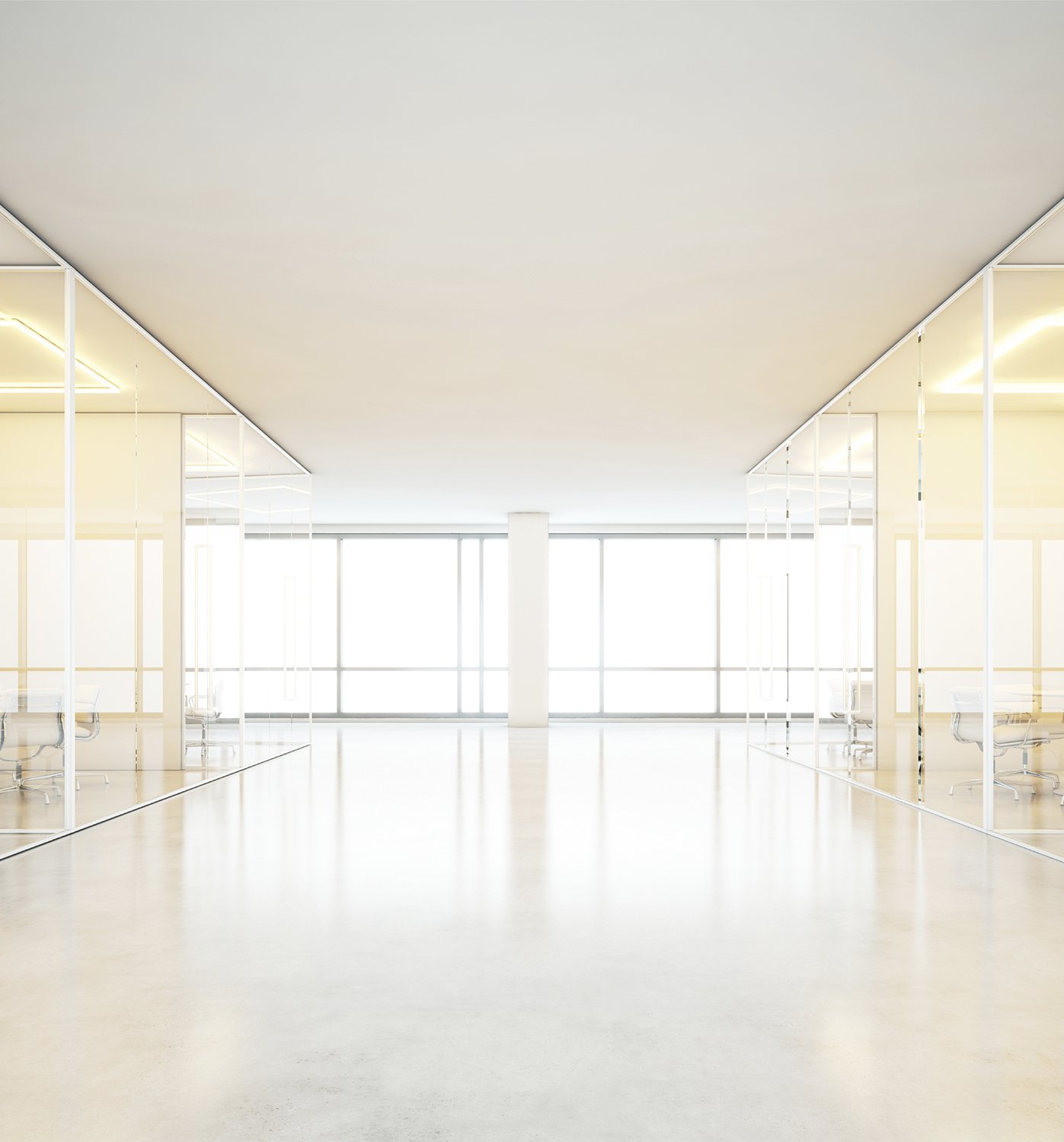Beautifully-lit-room-with-glass-offices-and-windows