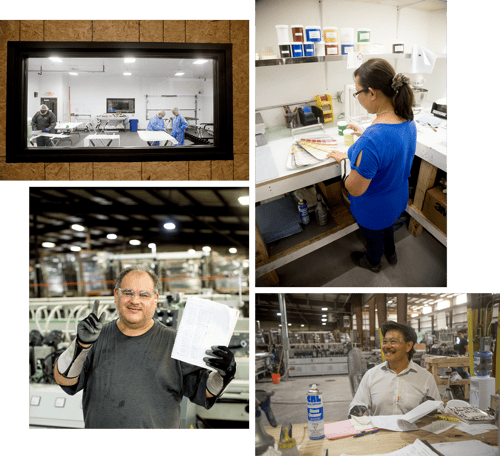 Collage of Dillmeier Employees working in the factory and offices