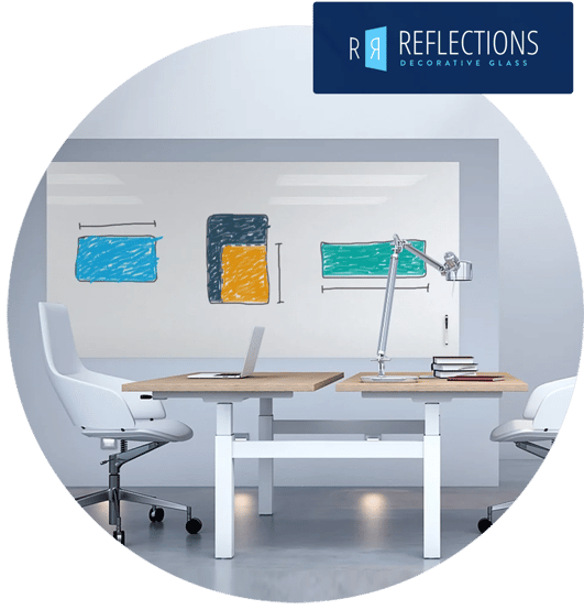 Glass markerboard in office environment