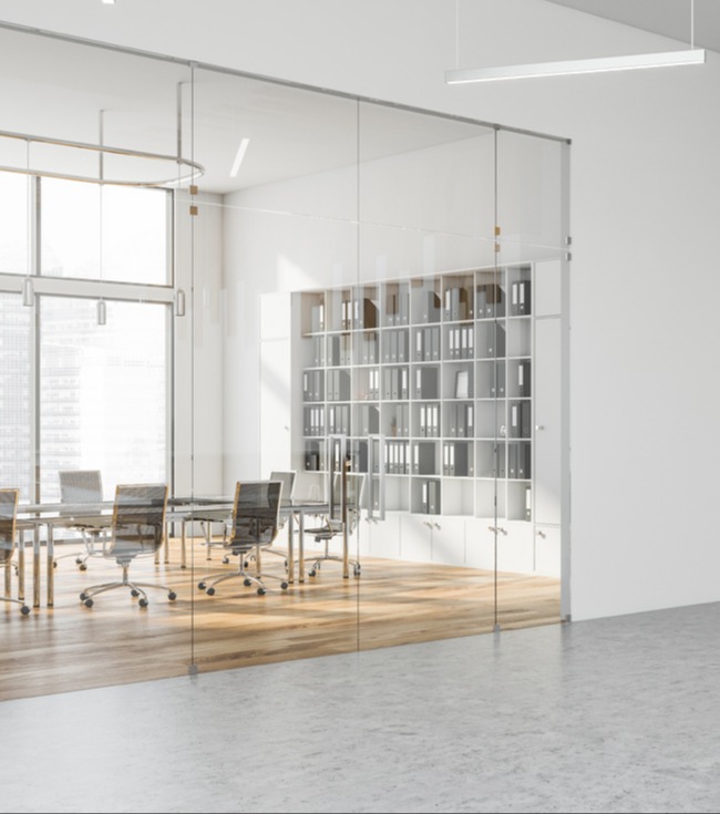 Modern office with modular glass walls