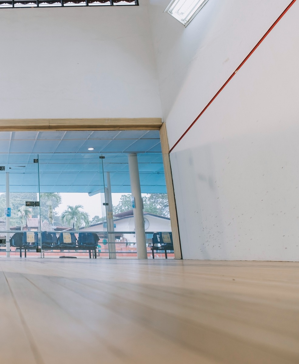 Racketball court with glass doors
