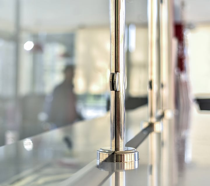 Close up of Glass divider stand